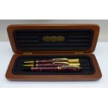 A Parker Duofold pen and pencil set, cased