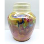 A multi-coloured Royal Doulton lidded vase, initials JH and X8923 12323 impressed mark to base