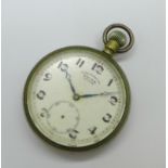 A top wind Cyma chronometre pocket watch (lacking second hand)