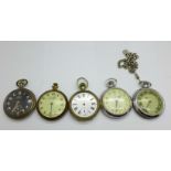 Five pocket watches