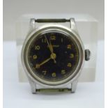 An Eterna black dial midi sized wristwatch