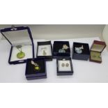 Seven items of silver jewellery, boxed