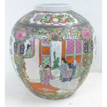 A famille verte ginger jar, lacking lid, 22.5cm