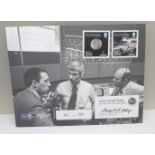 A One Small Step Moon Landing George Abbey signed cover. This commemorative cover is hand signed