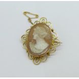 A 9ct gold cameo brooch, 5.6g