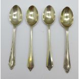 Four silver teaspoons, 48g