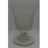 A 19th Century etched glass rummer, 133mm