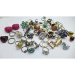 Fifty-five costume rings