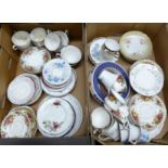 Two boxes of mixed china including Royal Albert Old Country Roses and Colclough **PLEASE NOTE THIS