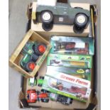 A tin-plate model Land Rover and other farming die-cast model vehicles **PLEASE NOTE THIS LOT IS NOT