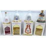 Four Bell's Old Scotch Whisky decanters, boxed