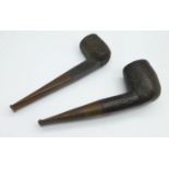 Two Dunhill shell briar pipes