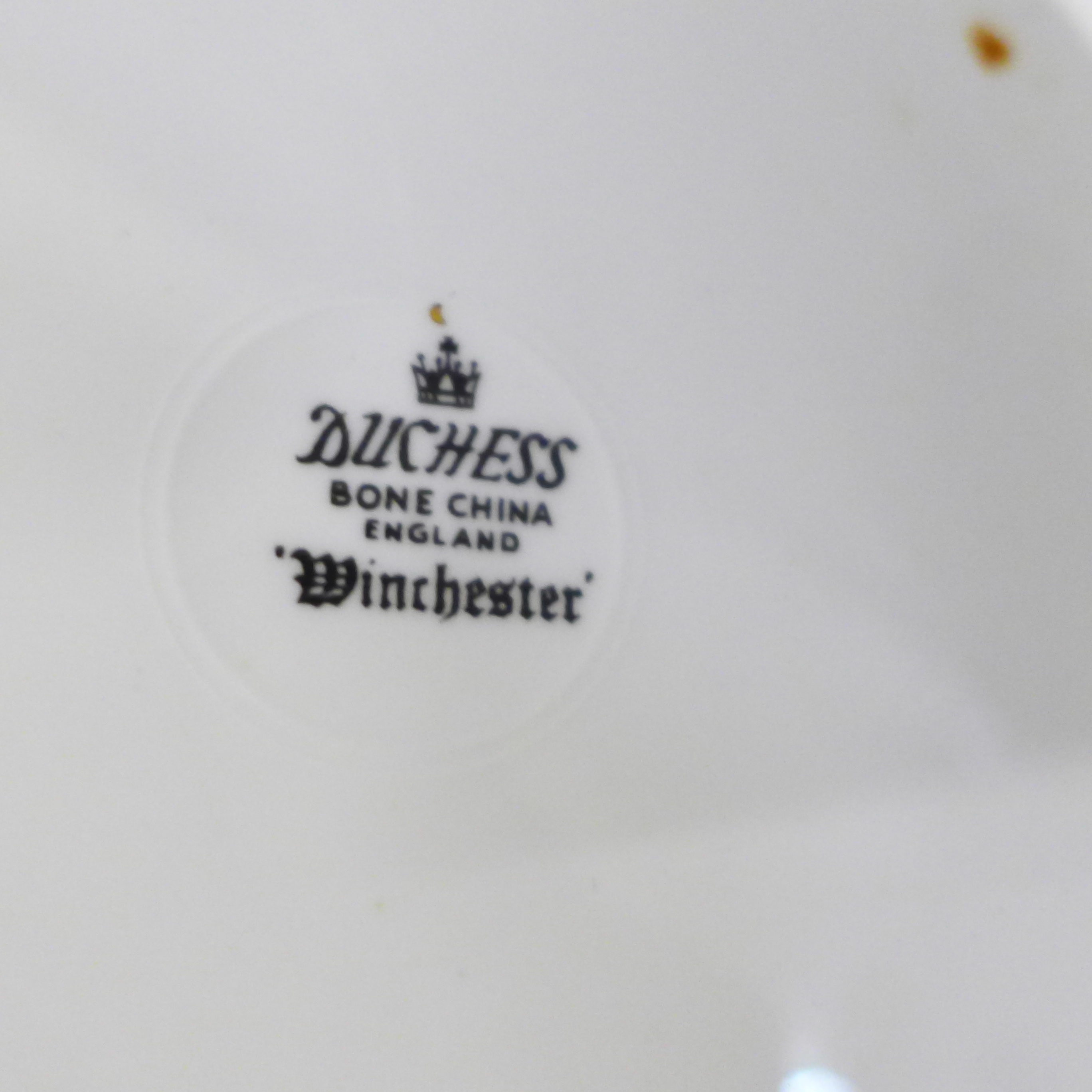 A six setting Duchess Winchester tea service with sandwich plate, gilding worn - Image 3 of 3