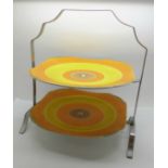 A Shelley Art Deco two tier cake stand