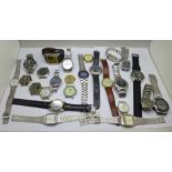A collection of wristwatches including Tissot, Citizen, Rotary, Pulsar, etc.
