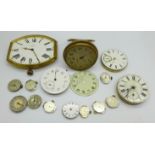 A clock movement, pocket watch movements and wristwatch movements