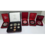 Canadian proof coins and a coin set, boxed