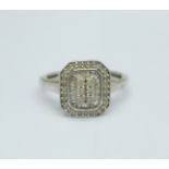 A silver and diamond set ring, W