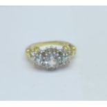 A 9ct gold, diamond and aquamarine ring, 3.1g, N