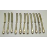 Two sets of silver handled butter knives (6+5)