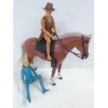 A 1960?s MARX Johnny West Adventure Series horse and two family figures