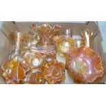 A box of orange carnival glass **PLEASE NOTE THIS LOT IS NOT ELIGIBLE FOR POSTING AND PACKING**
