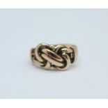 A 9ct rose gold knot ring, 3.5g, N