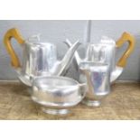 A four piece Picquot ware tea service