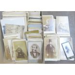 A box of over 125 Victorian carte de visite and 25 cabinet cards