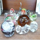 Ten glass paperweights including Tweedsmuir glass