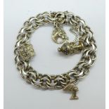 A silver charm bracelet, 37g