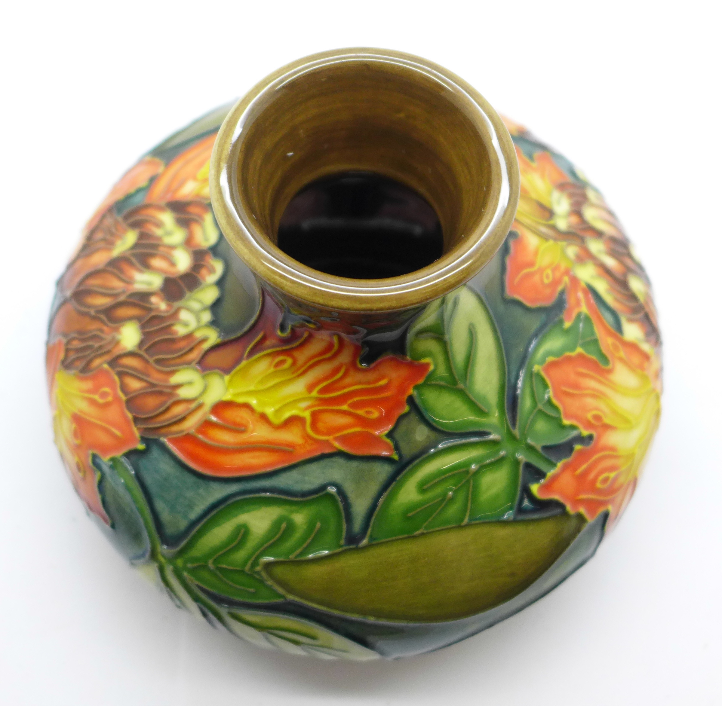 A Moorcroft Flame of the Forest squat vase, 11cm - Image 3 of 4