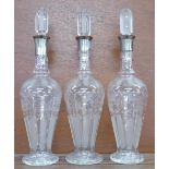 Three 19th Century etched and cut glass decanters, one a/f