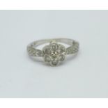 A 9ct white gold and diamond ring, 2.5g, O