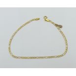 A 9ct gold bracelet and small stone set pendant, 1.3g
