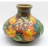 A Moorcroft Flame of the Forest squat vase, 11cm