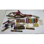 Zimbabwe Independence and WWII medals, a whistle, miniature medals, bars, etc., to 16840D F/R R.H.