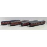 Four Hornby OO gauge model railway carriages