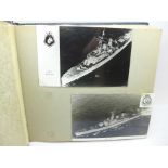 A 1940's/50's album of photographic postcards, Ships of The Royal Navy