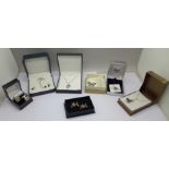 Seven items of silver jewellery, boxed