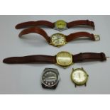 Five gentleman's mechanical wristwatches including two Sekonda and Mondaine