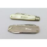 Two silver penknives