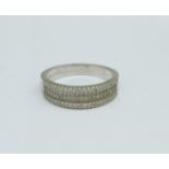 A silver and diamond set ring, U/V