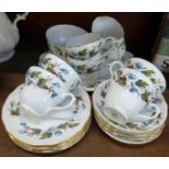 Duchess bone china tea ware comprising six cups, saucers and plates, a milk jug, sugar bowl and