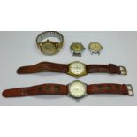 Five manual wind wristwatches