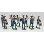 Ten metal marching military band figures
