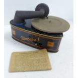 A German vintage tin gramophone