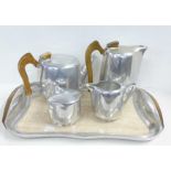 A Picquot Ware tea set and tray