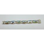 An enamelled silver bracelet marked 800 REU (manufacturer Fritz Reu & Co.), clasp marked Sterling,