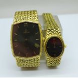 Two Omega de Ville quartz wristwatches, gentleman's strap a/f